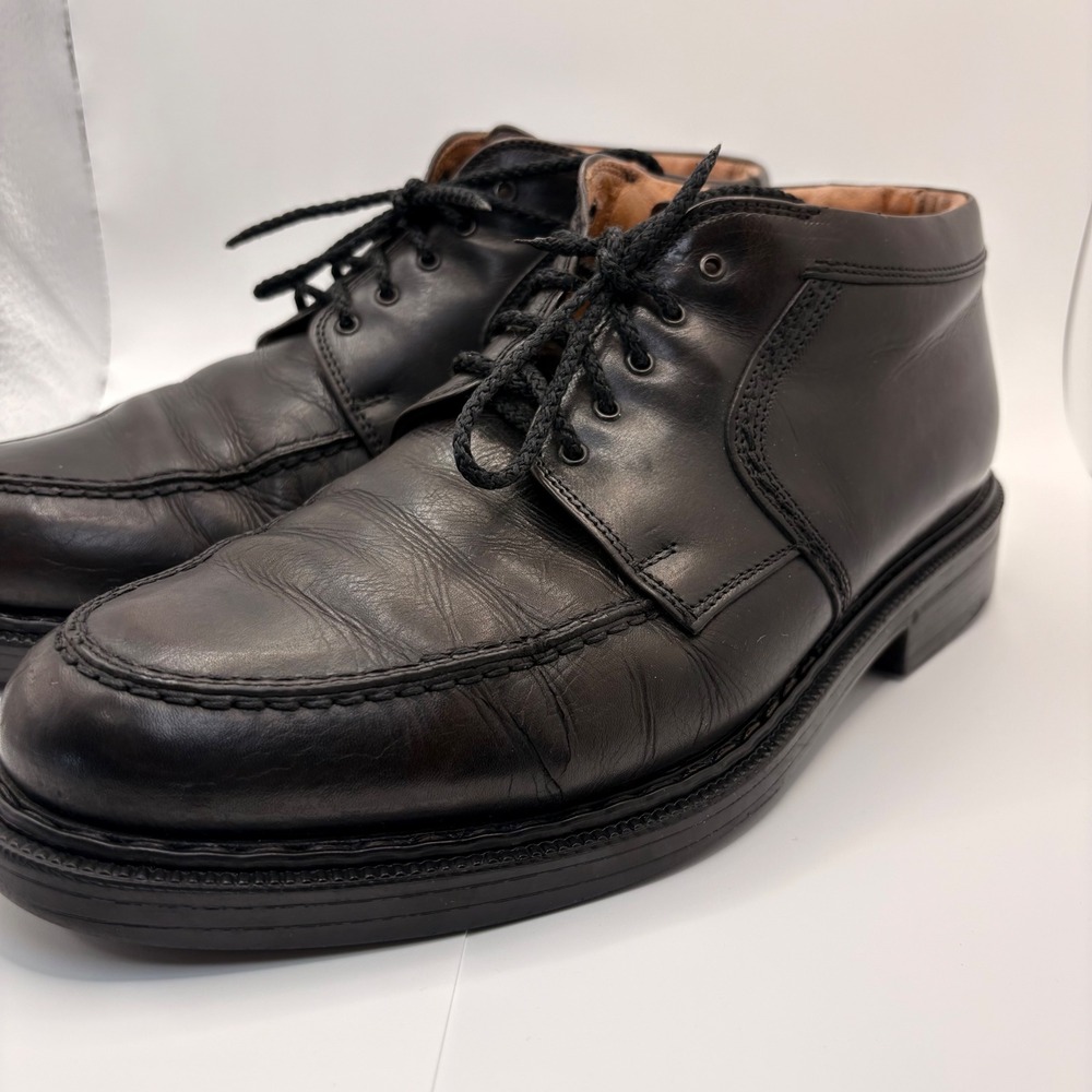 Johnston & Murphy Mens Black Leather Moc Toe Chukka Boots Made in Italy Size 41